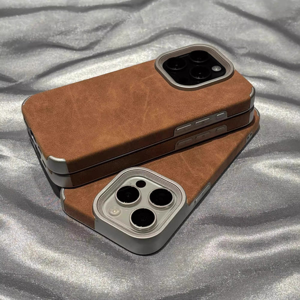 Retro leather Apple phone case suitable for new electroplating high-grade suede protective cover