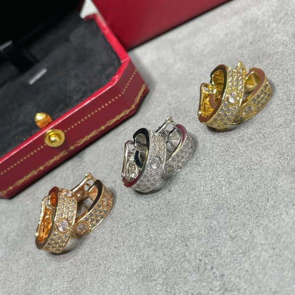 ˇFashion StreetˇLOVE 5.5MM DIAMOND PAVED EARRINGS