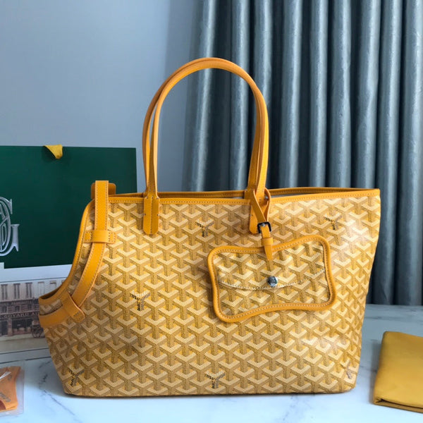 CHIEN GRIS BAG 33 IN YELLOW GOYARDINE CANVAS AND CALFSKIN TRIM