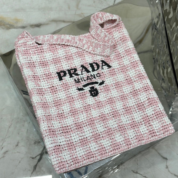 LARGE TOTE BAG 45 IN PINK MIX WHITE AND BLACK WOVEN RAFFIA