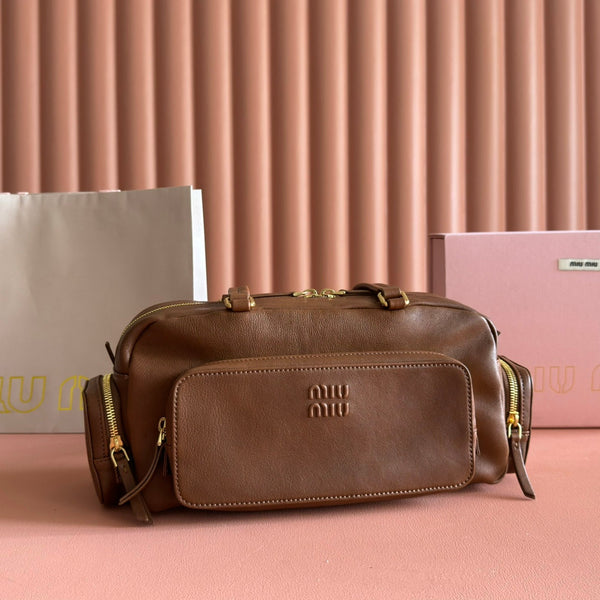 JOIE HAND BAG 32 IN TAWNY BROWN CALFSKIN