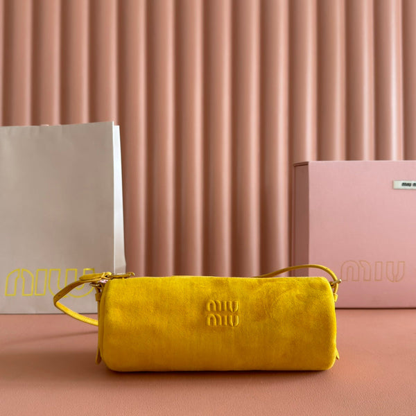 SUEDE BAG 22 MUSTARD YELLOW GOLD HARDWARE