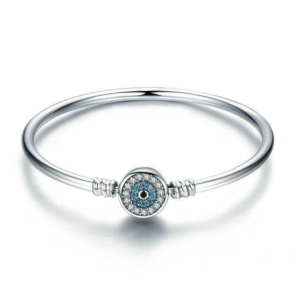 ˇFashion StreetˇBlue Evil Eye Bangle Demon Eye Charm Bracelet Clear CZ Luxury