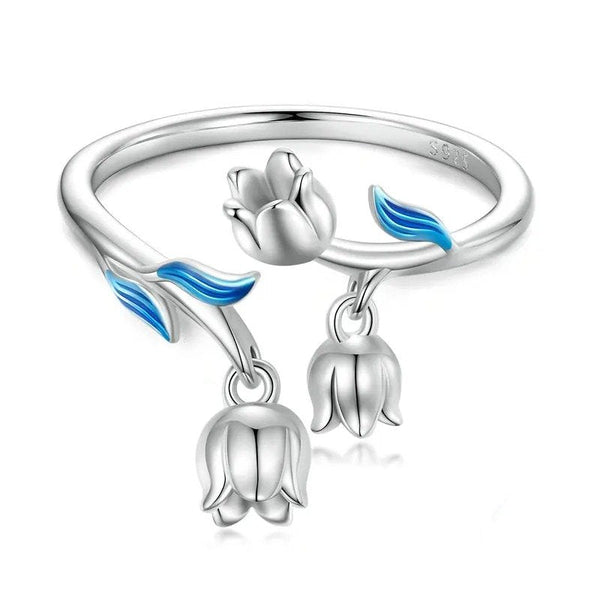 ˇFashion StreetˇGorgeous Flowers Open Ring for Women Fine Plated Platinum